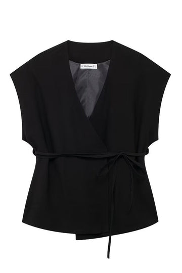 Noir 2 Pièces Sans Manches Femmes Prom Costumes Avec Cordes